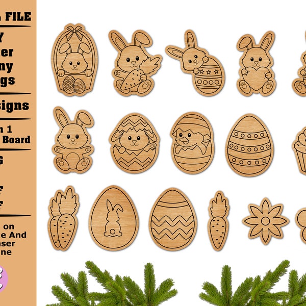 Kit de pintura DIY de Pascua svg, kit de pintura de conejito de Pascua svg, recortes de huevos de Pascua DIY, 16 diseños, kits para colorear para niños archivo digital, huevo de Pascua SVG