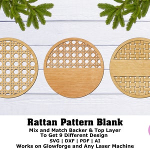Rotan deurhanger SVG-lasergesneden bestand, 3 rotanpatroon 3 opties bovenlaag, gepersonaliseerd bord, Glowforge Svg, welkom/kinderkamerbord