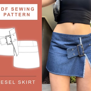PDF Diesel Denim Vintage Skirt Sewing Pattern | XS - 1XL | A4, A0 & US Letter Printing