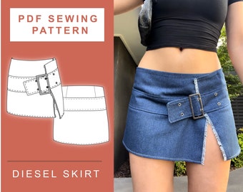 PDF Diesel Denim Vintage Skirt Sewing Pattern | XS - 1XL | A4, A0 & US Letter Printing