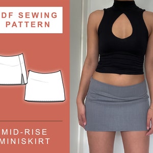 PDF Mid Rise Mini Skirt Sewing Pattern XXS 3XL A4, A0 & US Letter Printing image 1