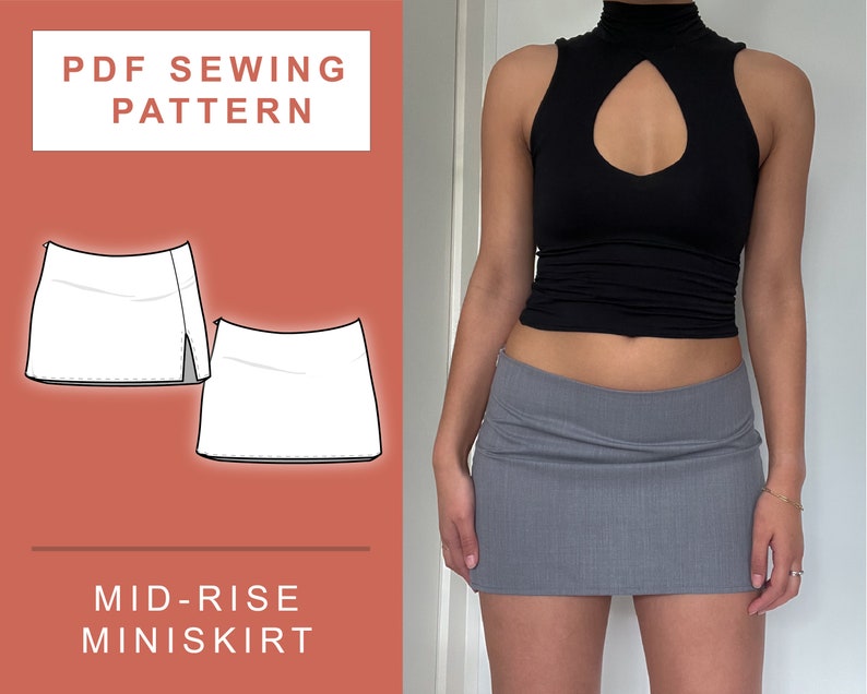 PDF Mid Rise Mini Skirt Sewing Pattern XXS 3XL A4, A0 & US Letter Printing image 1