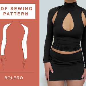 PDF Bolero Sewing Pattern / XS - XXL / 6 - 16 / Bamboo Bolero Sewing Pattern Women