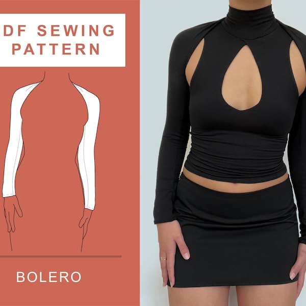 PDF Bolero Sewing Pattern / XS - XXL / 6 - 16 / Bamboo Bolero Sewing Pattern Women