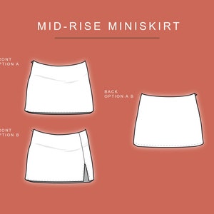 PDF Mid Rise Mini Skirt Sewing Pattern XXS 3XL A4, A0 & US Letter Printing image 2