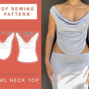 PDF Cowl Neck Top Mirror Palais Vivienne Westwood Inspired Sewing Pattern | XS - 1XL | A4, A0 & US Letter Printing