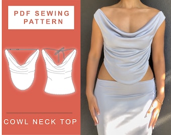 PDF Cowl Neck Top Mirror Palais Vivienne Westwood Inspired Sewing Pattern | XS - 1XL | A4, A0 & US Letter Printing