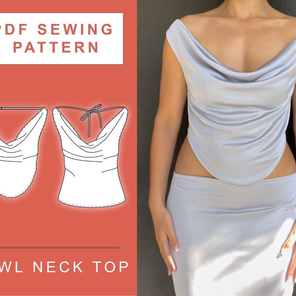 PDF Cowl Neck Top Mirror Palais Vivienne Westwood Inspired Sewing Pattern | XS - 1XL | A4, A0 & US Letter Printing