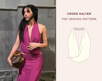 PDF Cross Halter Top Sewing Pattern | XXXS–7XL | A4, A0 & US Letter