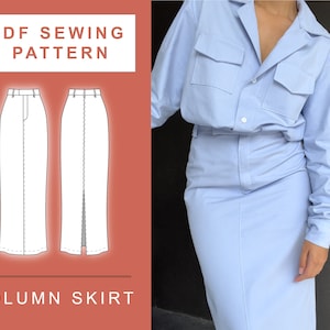 PDF Column Maxi Skirt Sewing Pattern | XXS - 3XL | A4, A0 & US Letting Printing