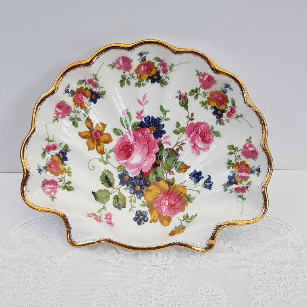 Vintage Fenton Bone China Chintz Soap Dish Shell / Scalloped Etsy UK