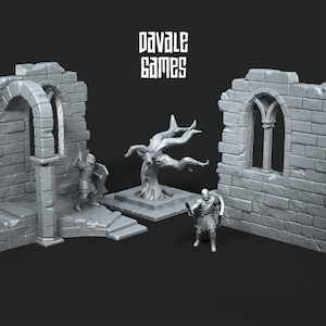 28mm Scatter Terrain stone walls and dead tree tabletop fantasy wargaming miniature dnd dungeons and dragons pathfinder miniature painting