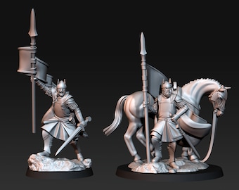 High Humans Banner Foot and mounted dnd fantasy tabletop wargames army miniature