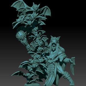 Miniatura Xamã Morcego Goblin de Mina Profunda: D&D Wargaming Mini (28 mm)