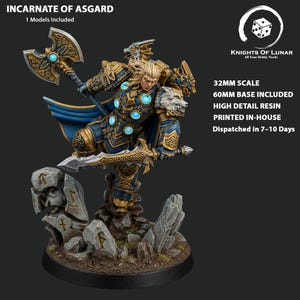 Asgardian Thor inkarnerad av Asgård 32 mm fantasyminiatur | Åskgudkrigare för DnD RPG krigsspel | Resinhjälte