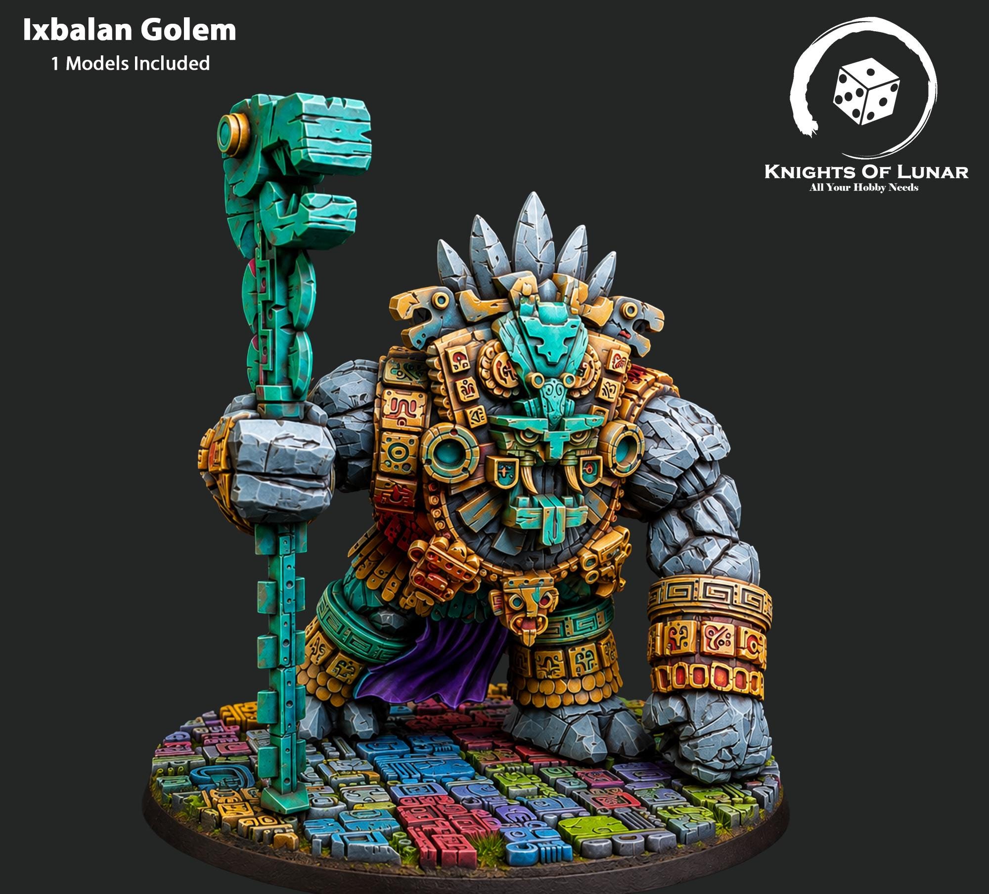 Ixbalan Golem 32mm Fantasy Miniature | Aztec Tribal Warrior for