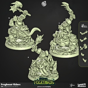 Volktoads Frogbeast Riders - toad warriors dnd fantasy tabletop wargames 32mm