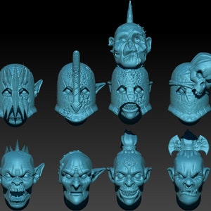 Orc heads accessories 28mm miniatures dnd gift fantasy miniatures dungeons and dragons minis wargaming miniatures tabletop