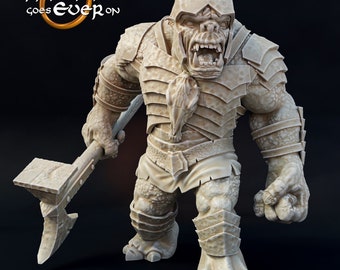 Armored War Cave Troll Miniature, 28mm D&D Tabletop Wargaming