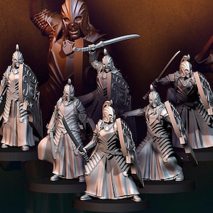 Elf swordmen with shield 28mm miniatures dnd minis fantasy miniatures dungeons and dragons miniatures wargaming miniatures tabletop wargames