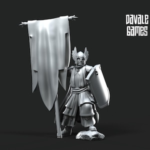 Grey Castle Tree Guard with banner 28mm miniatures dnd minis fantasy miniatures dungeons and dragons miniatures painting wargaming