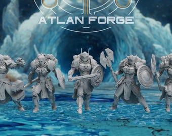 Miniaturas de Doncellas Escuderas Asgardianas - Miniaturas de resina de 32 mm para juegos de guerra