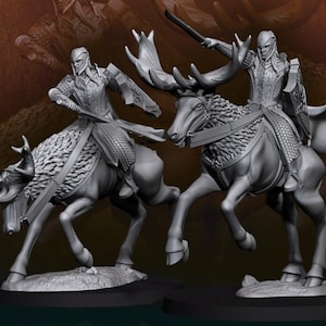 Armoured wood elf on elk 28mm miniatures dnd fantasy miniatures dungeons and dragons miniatures painting wargaming miniatures tabletop game