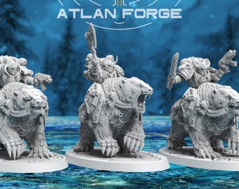 Asgardian Bear Riders | 32mm Sci-Fi Fantasy Cavalry Miniatures for Tabletop Wargames & RPGs