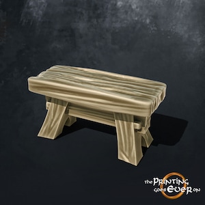 28mm Scatter Terrain Wooden Trestle Stool tabletop fantasy wargaming miniature dnd dungeons and dragons pathfinder miniature for painting