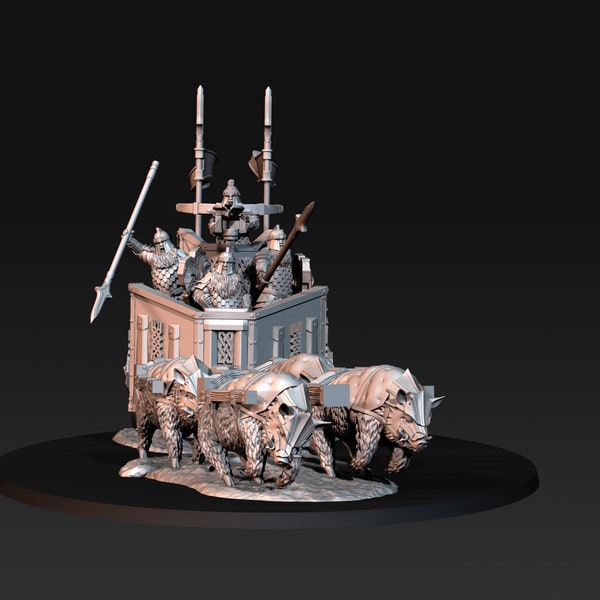 Silver goat Dwarves Chariot MESBG LOTR 28mm fantasy tabletop wargames