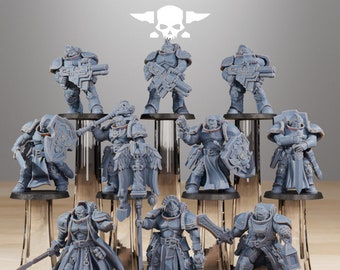 Miniatura de fantasía y ciencia ficción de 32 mm de los Caballeros de Socratis para juegos de mesa, juegos de rol oscuros, D&D, juegos de guerra, mazmorras y dragones, cruzados.