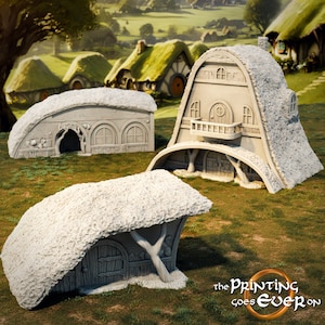 Halfling Houses 28mm Scatter Terrain tabletop fantasy wargaming terrain for dnd dungeons and dragons pathfinder miniature gift
