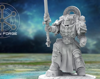 Miniatura de Caballero Templario Campeón – Figura de resina de 32 mm para juegos de guerra / Miniatura de mesa de rol de ciencia ficción oscura - Atlan Forge