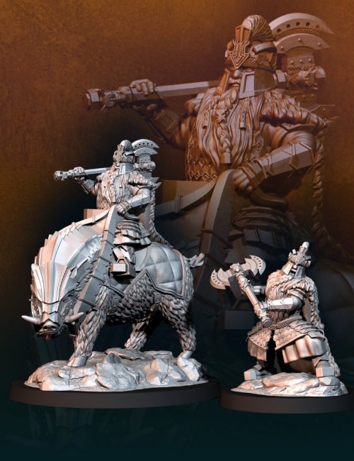 Silver Dwarf Goat Rider Miniature Set, D&D Wargaming - Etsy