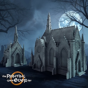 Terreno de ciudad gótica medieval Catedral 28 mm Terreno disperso Juego de mesa Fantasía Wargaming Terreno DND Dungeons & Dragons Pathfinder Miniatura
