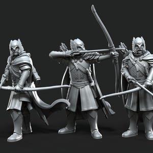 Grey Castle Guard with Long Bows 28mm miniatures dnd minis fantasy miniatures dungeons and dragons miniatures painting wargaming tabletop