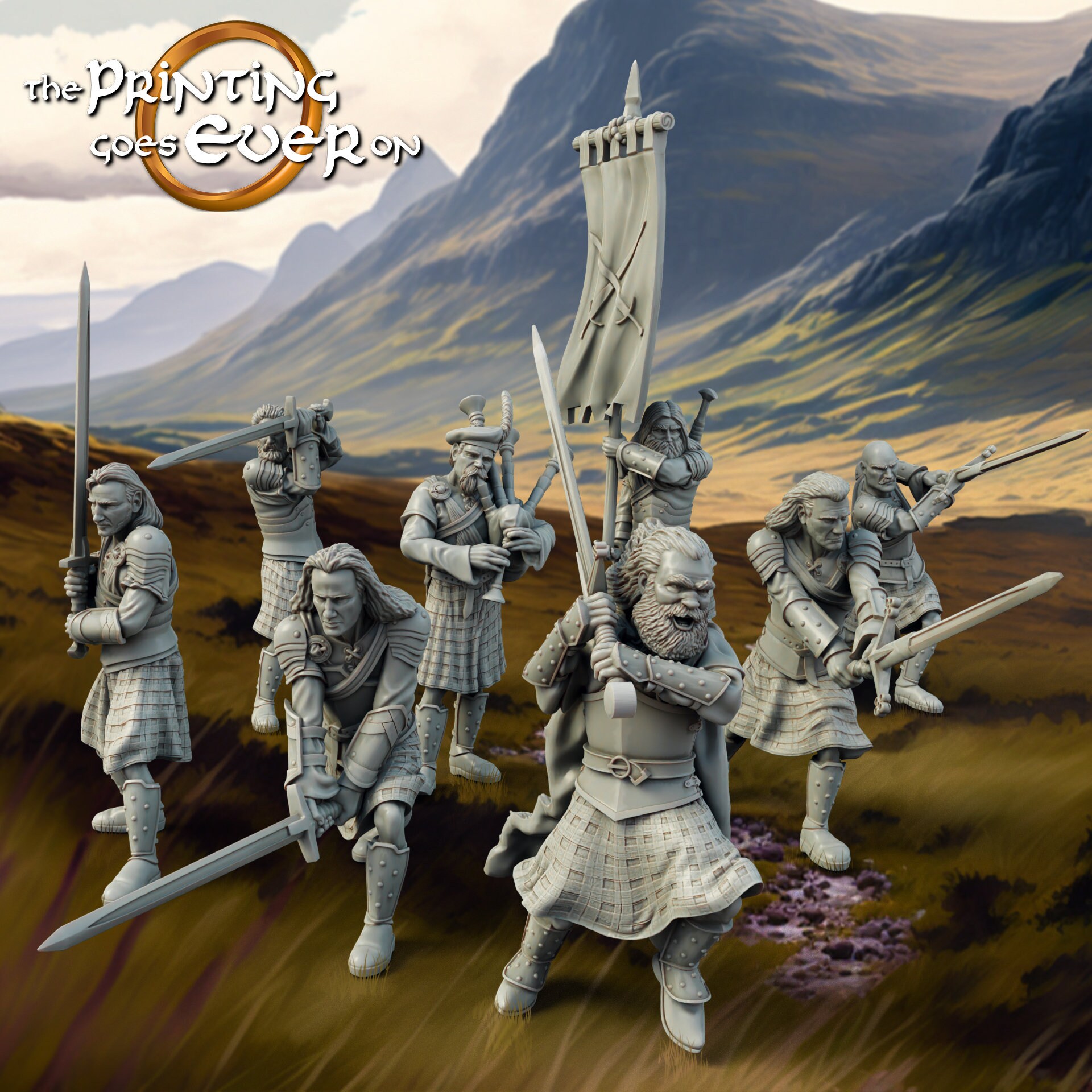 highland horse lord clansman warriors with swords dnd fantasy tabletop wargames 28mm