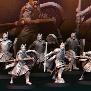 High Human spearmen 28mm dnd miniature dungeon and dragons fantasy wargaming miniature  tabletop wargame  fantasy miniature for painting
