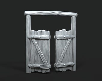 Wooden Fence Entrance Terrain – 28mm Fantasy Tabletop Scenery for Wargaming