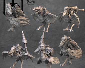 Dwarf Shoebill Riders, Dwarves Fantasy Wargaming Lance Cavalry Unit Miniatures