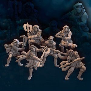 Goblin warriors with axes 28mm miniatures fantasy dungeons and dragons miniature wargaming miniatures tabletop dnd dwarf army miniatures