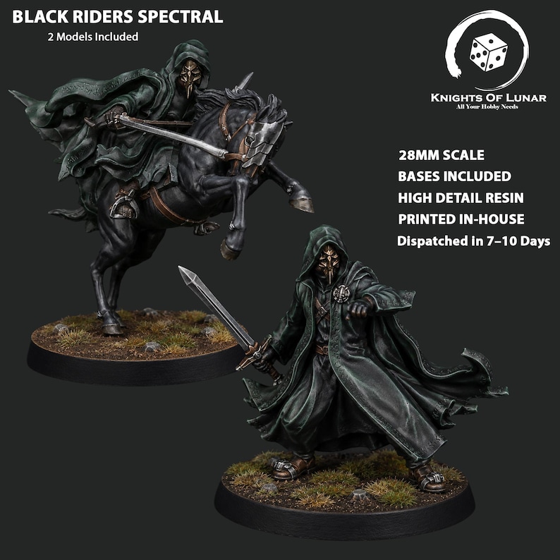 Black Riders Spectral Miniatures 28mm Fantasy Cavalry | Undead Wraith ...