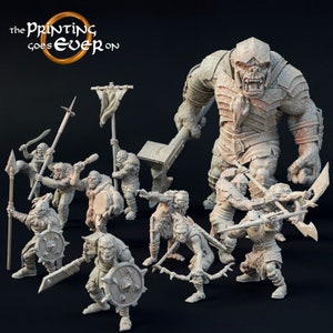 Orc Warband with Troll 28mm miniatures dnd fantasy miniatures dungeons and dragons minis wargaming miniatures tabletop wargames miniature