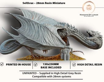 Miniatura in resina di Selthrax 28 mm Drago Gargantuano – Fantasy per D&D e Wargaming / Base inclusa