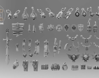 Templar Accessories Kit: 32mm Miniature Bashing Set for Wargaming - Atlan Forge