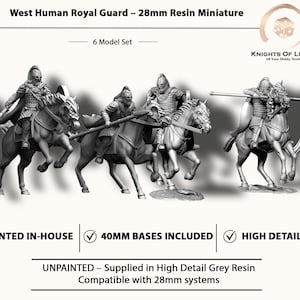 Miniatura de la Guardia Real Montada: Figura de 28 mm para juegos de guerra de fantasía D&D