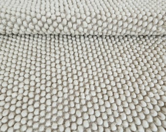 Handwoven Chunky Wool Loop Rug: Natural White, Boho Scandinavian Style