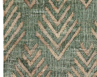 Green Handwoven Jute or Hemp Dhurrie Rug | Leaf Pattern Boho Modern Farmhouse Area Rug | Modern Flatweave Carpet | Custom Size