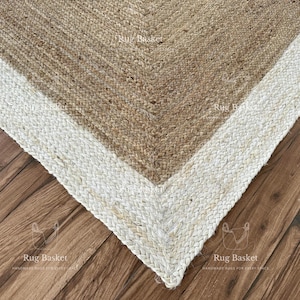 Handwoven Jute Kilim Rug: Modern Boho Bordered Area Rug