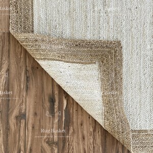 Handwoven Jute Kilim Rug: Modern Boho Bordered Flatweave